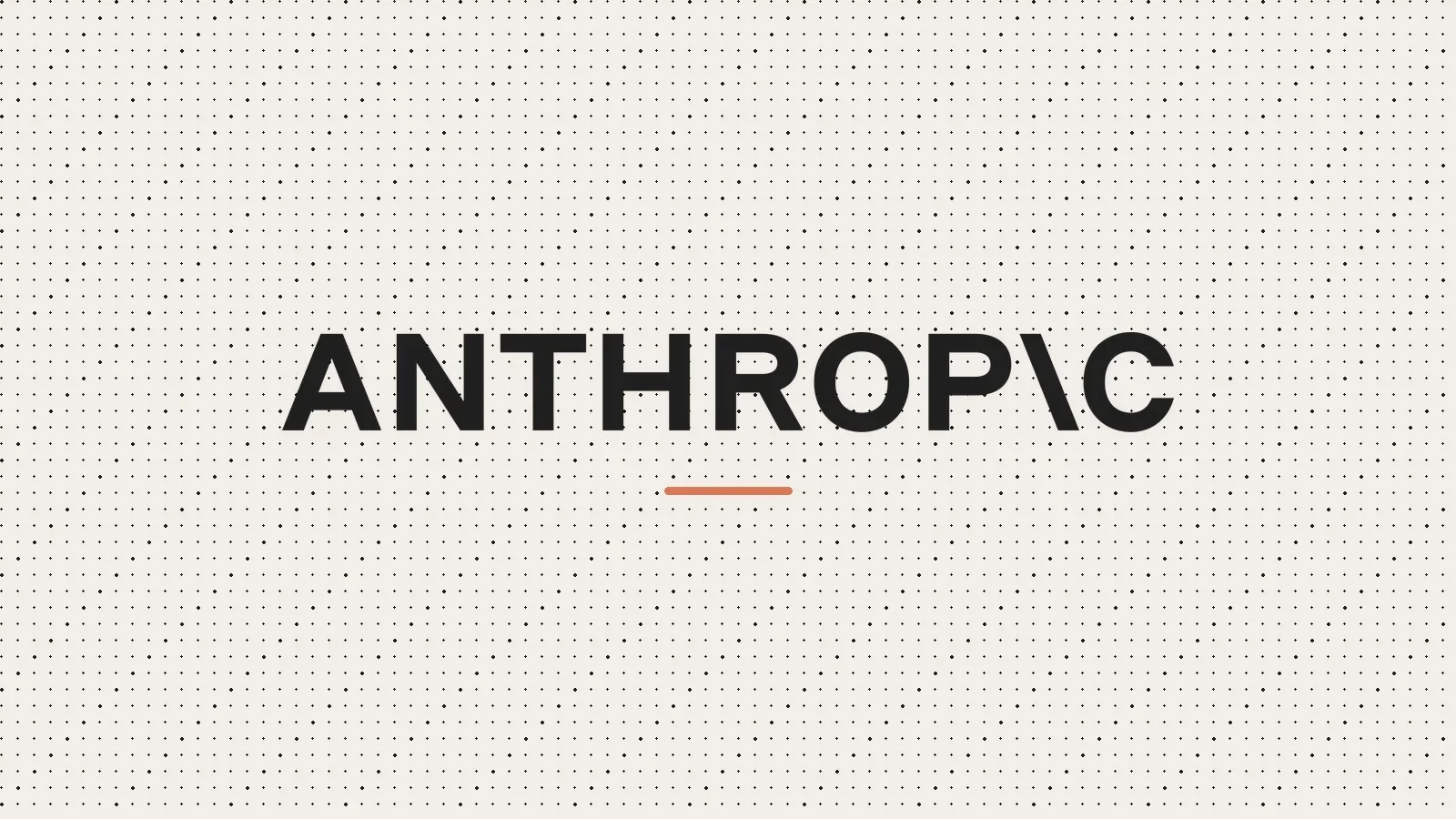 Logotipo da Anthropic, empresa responsável pelo Claude, sobre fundo bege com padrão de pontos