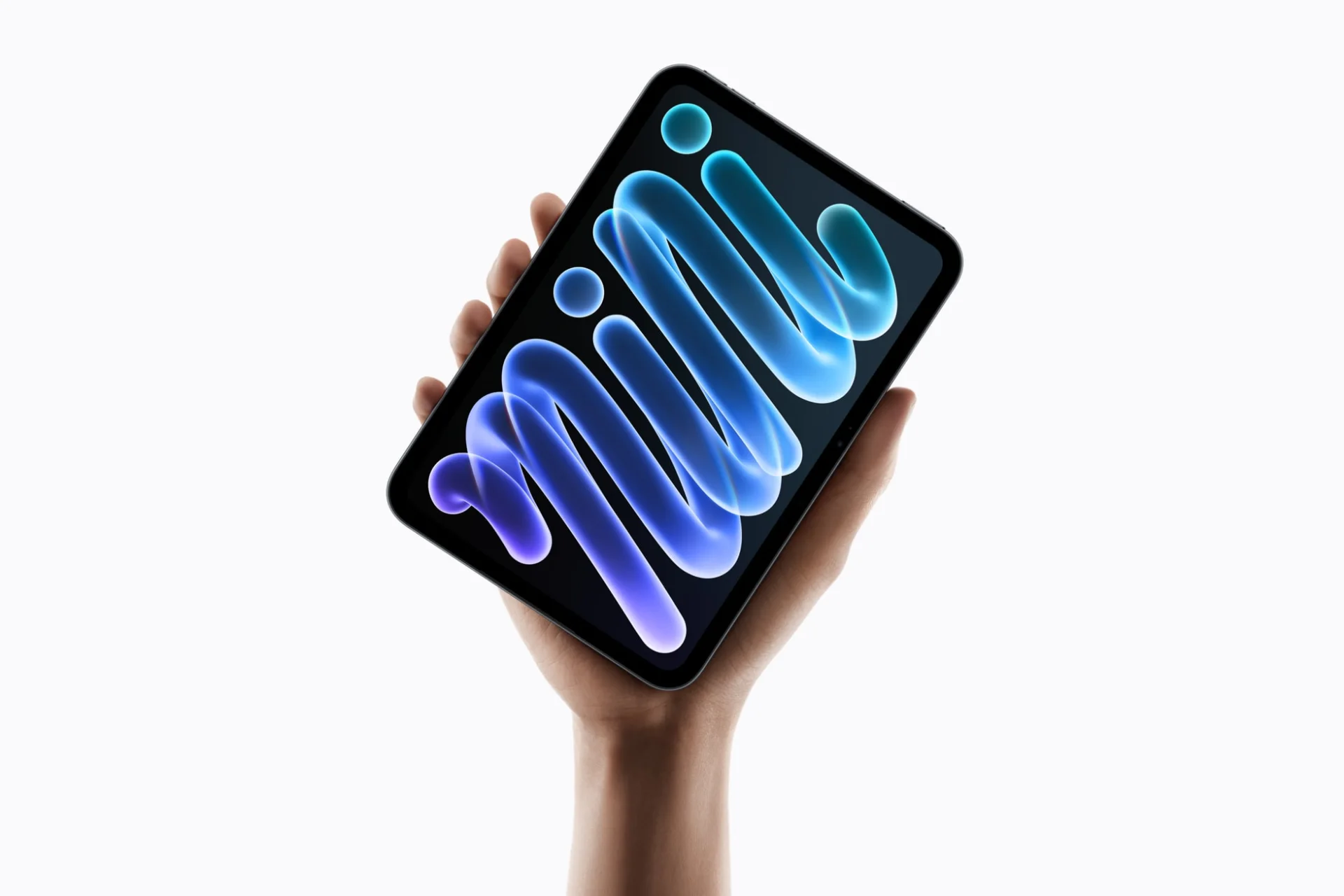 Novo iPad mini com tela OLED exibido na mão, divulgação Apple