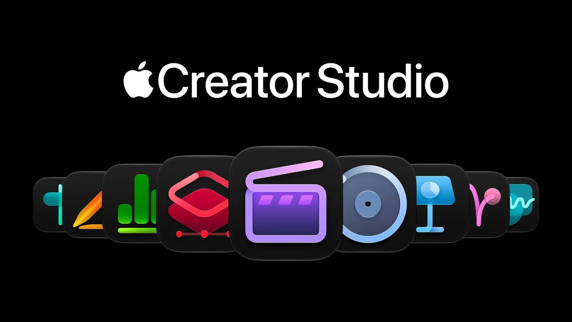 Logotipo Apple Creator Studio e ícones dos aplicativos da suíte