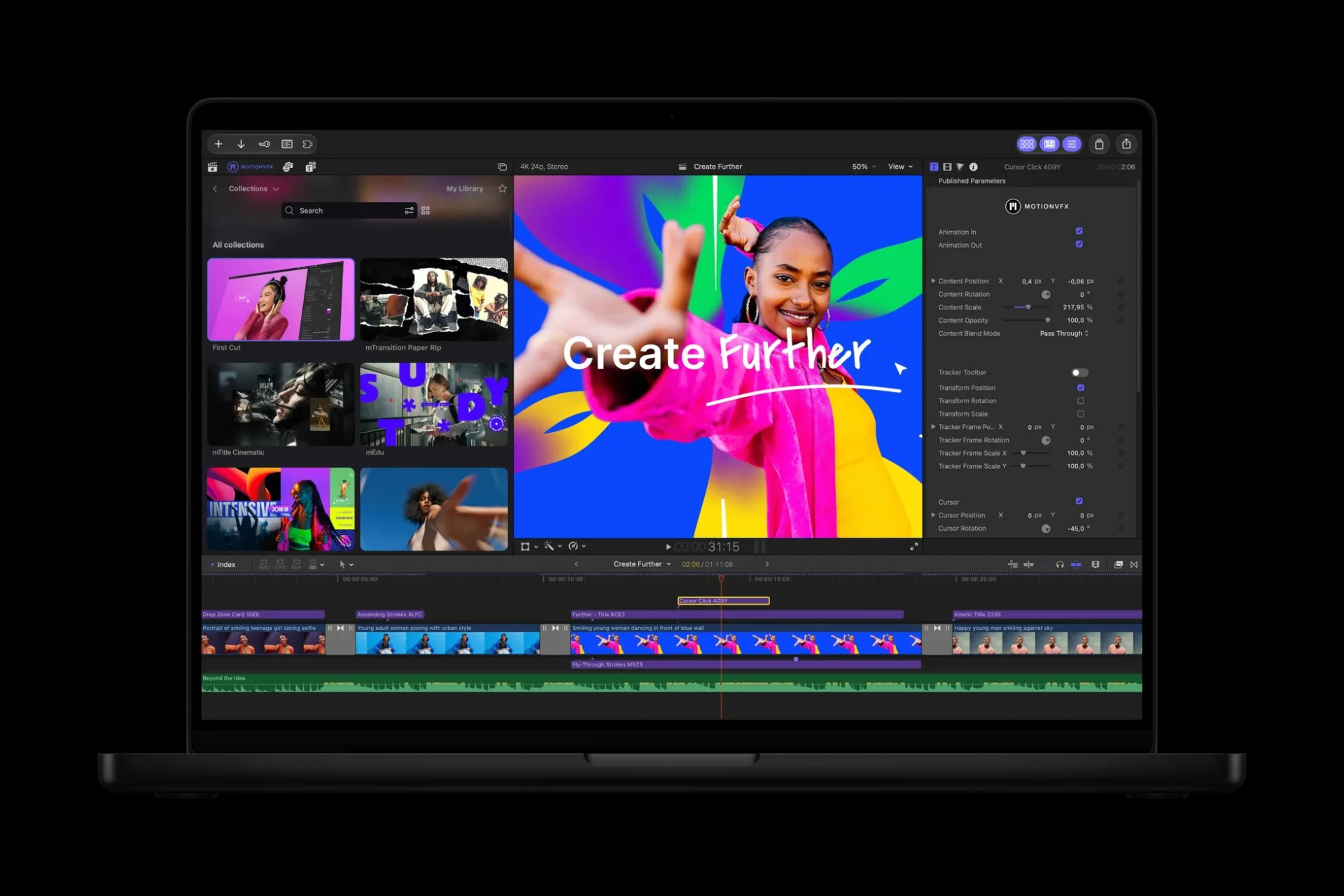Interface do MotionVFX integrada ao Final Cut Pro, imagem oficial Apple
